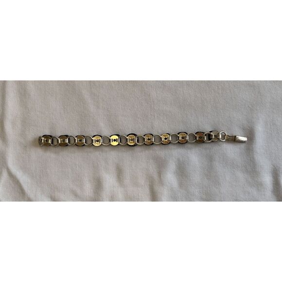 Sterling Sliver Multi-Color Gem Chain Bracelet, Unique, Colorful. 7.5 Inches - Picture 2 of 6